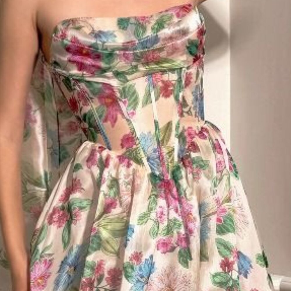 Strapless formal dress.Mother of the bride blue pink prom party bridesmaid weddi - Picture 2 of 4